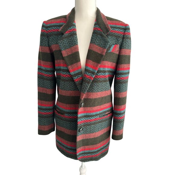 LAWRENCE BRUCE Vintage Wool Blend Striped Jacket Blazer Size 6 - Picture 3 of 7